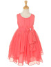 Pleated Chiffon Ruffle Knee Length Flower Girl Dress With Beaded Sash